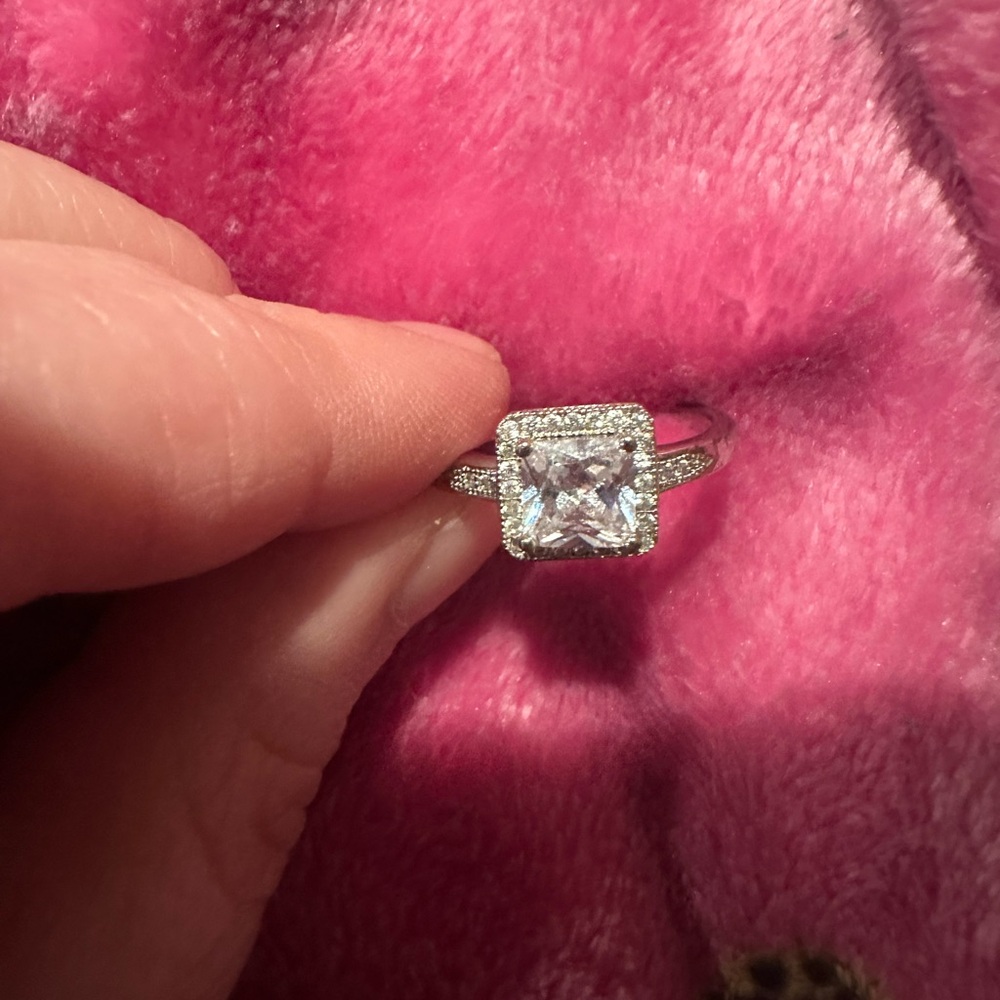 Dazzling Silver Square-Cut Women's Ring